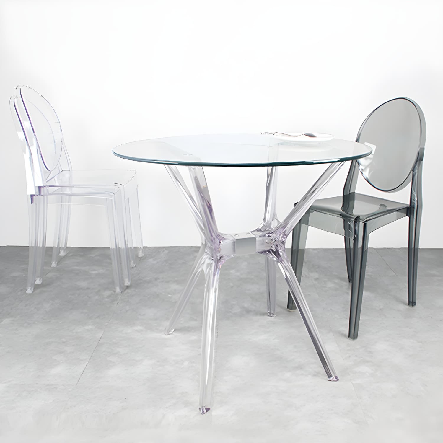 Scandinavian Winehouse Plastic Side Chair Transparent Open Dining Chair (Set of 4) - image 20