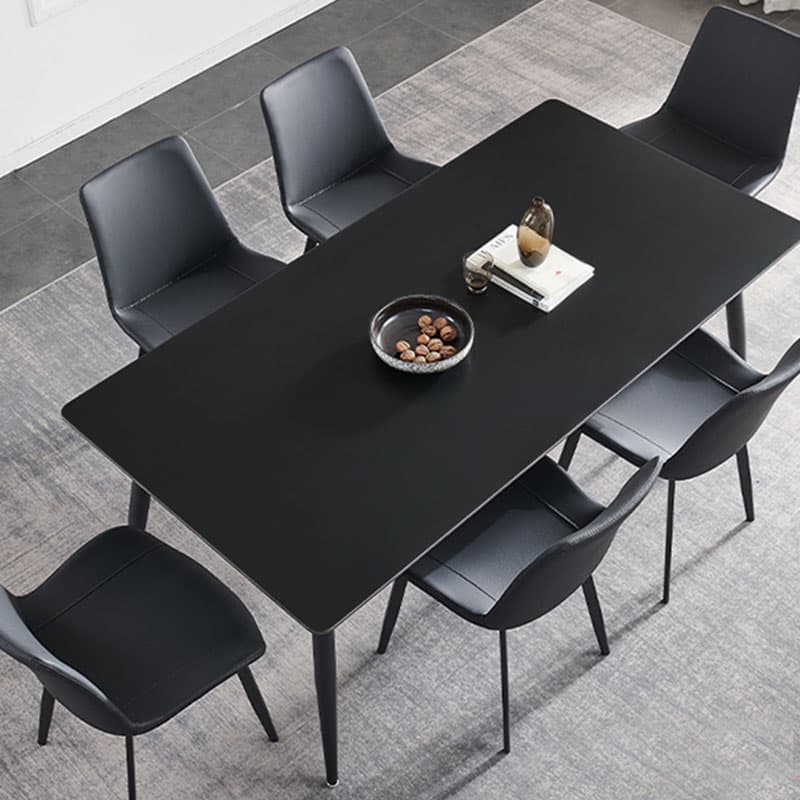 Modern Scratch-Resistant Stone Top Black Metal Base Kitchen Table - image 8