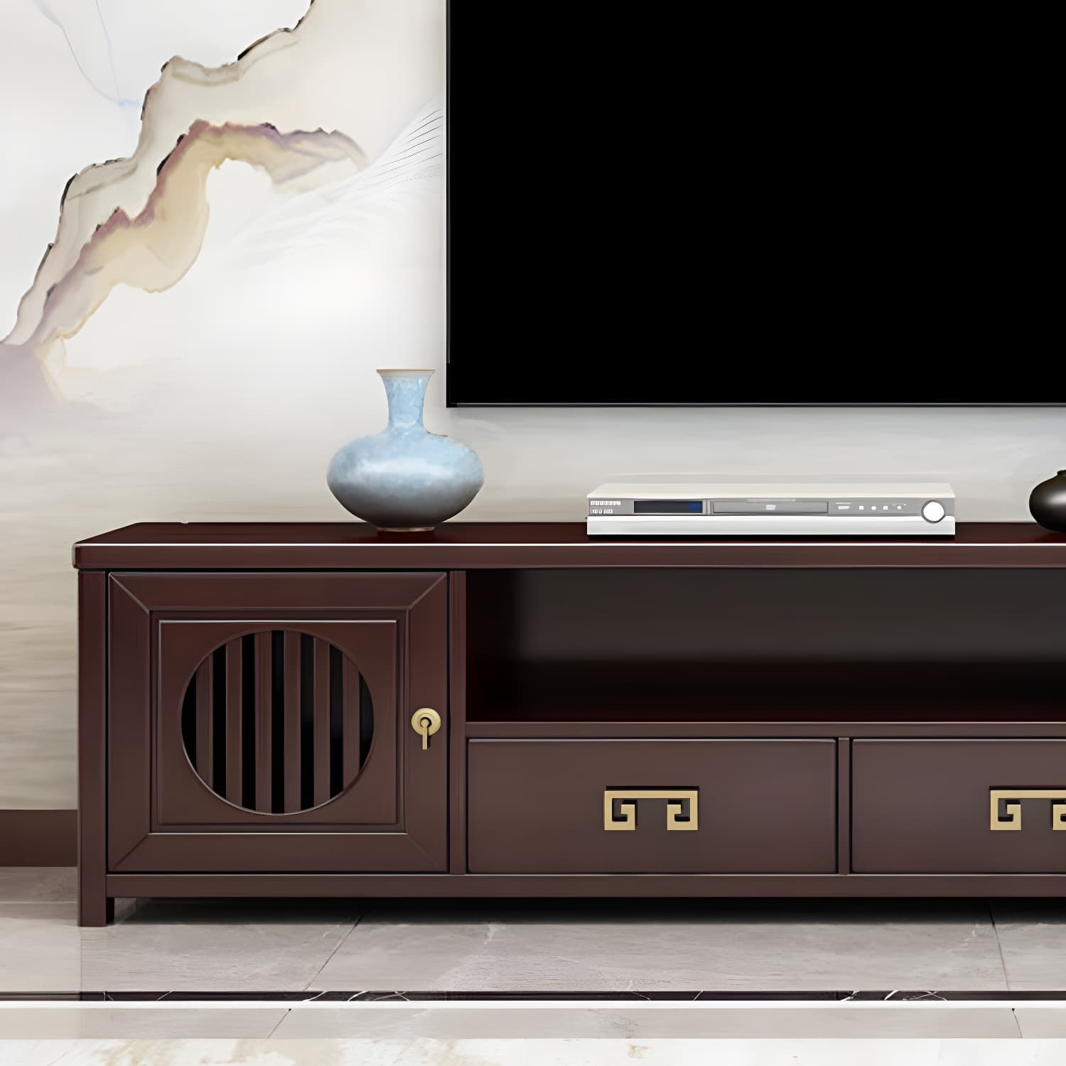 Solid Wood TV Cabinet Traditional Style Household Simple Open TV Stand Console - image 8