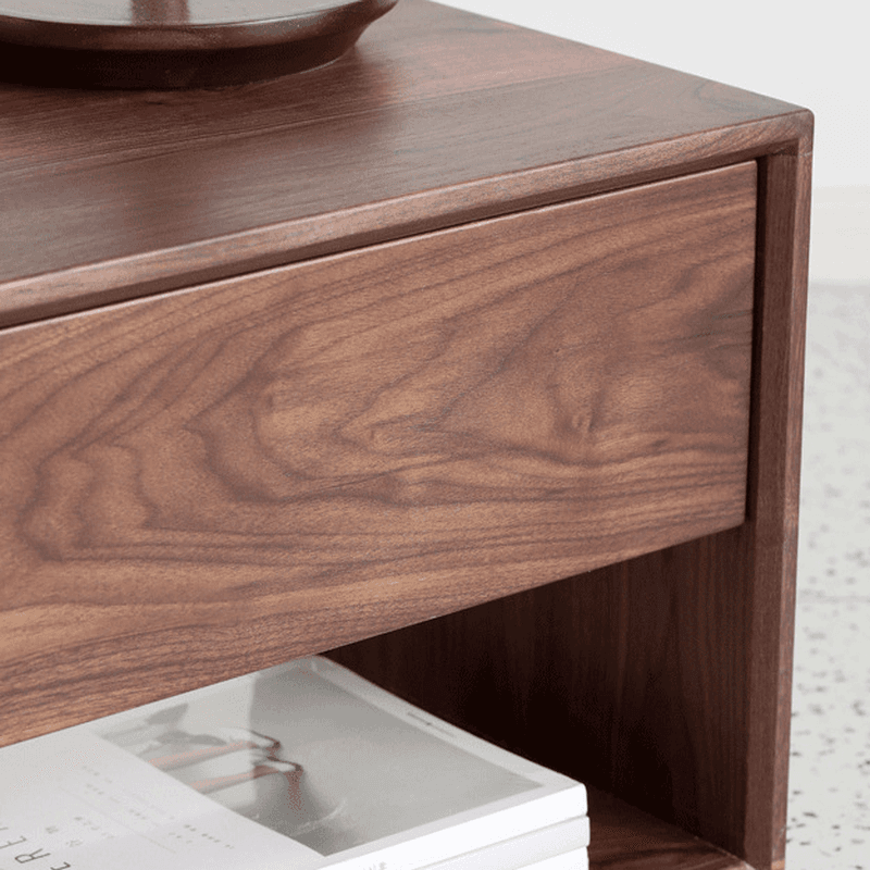 Solid Wood Open Shelf Nightstand with 1 Drawer in a Modish Style - image 9