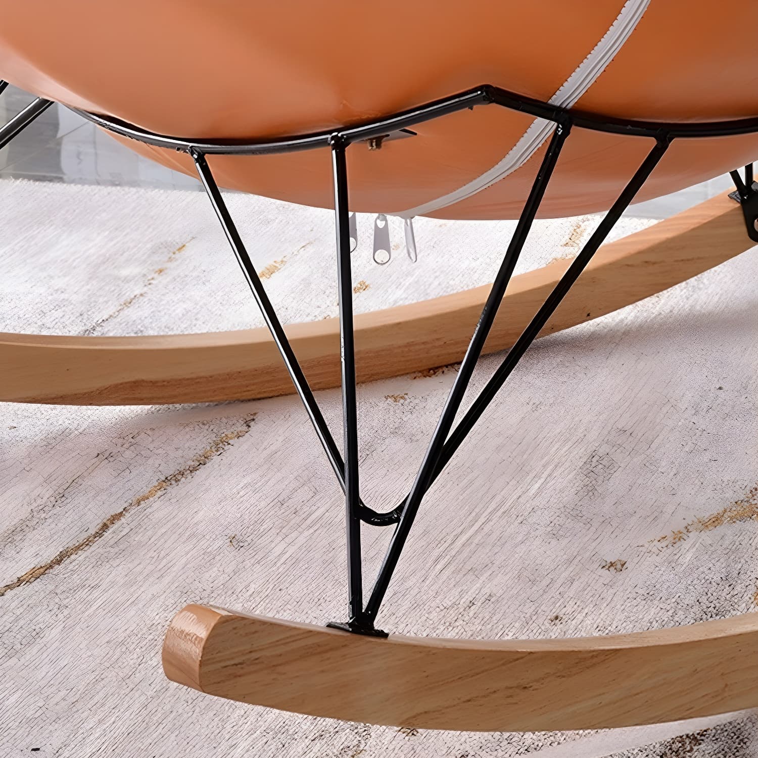 Modern Rocking Chair with Ottomans - Metal Frame, Removable Cushions, and Armless Design - image 16