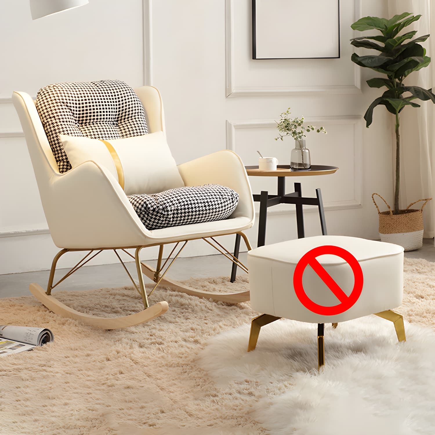 Modern Rocking Chair Metal Frame Doll Cotton Filling Spindle Rocker Chair - image 12