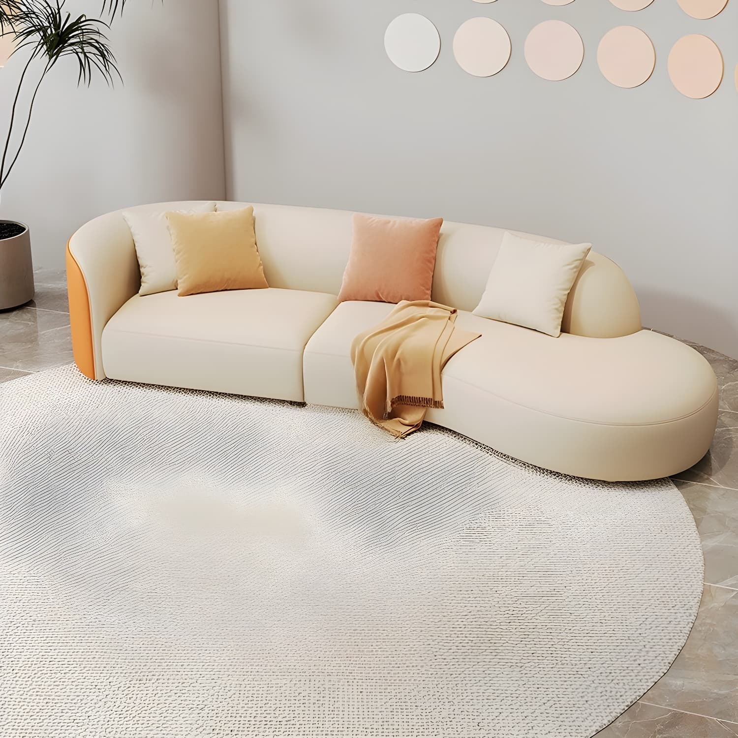 Modern Beige Standard Size Tech Cloth Wood Sectionals Sofa Without Storage or USB Port - image 10