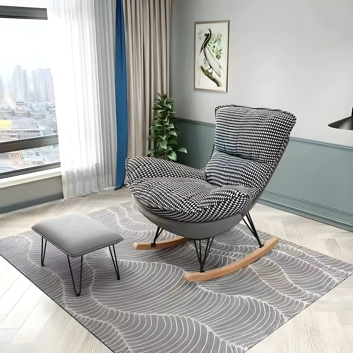 Contemporary with Light Legs Living Room Spindle Rocking Accent Chair - image 3