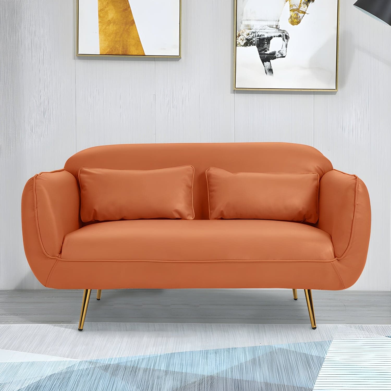 Glam Tight Back Loveseat with Flared Arm and Extra Pillows for Home and Apartment - image 16