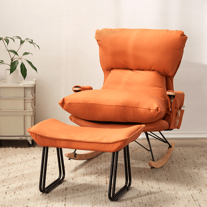 1 Piece Set/2 Piece Set Water Resistant Padded Living Room Rocking Chair in Chalk/Grey/Citrus Color with Upholstered Back and Track Arm in a Simple Style, Ottoman Included/Not Included - image 4