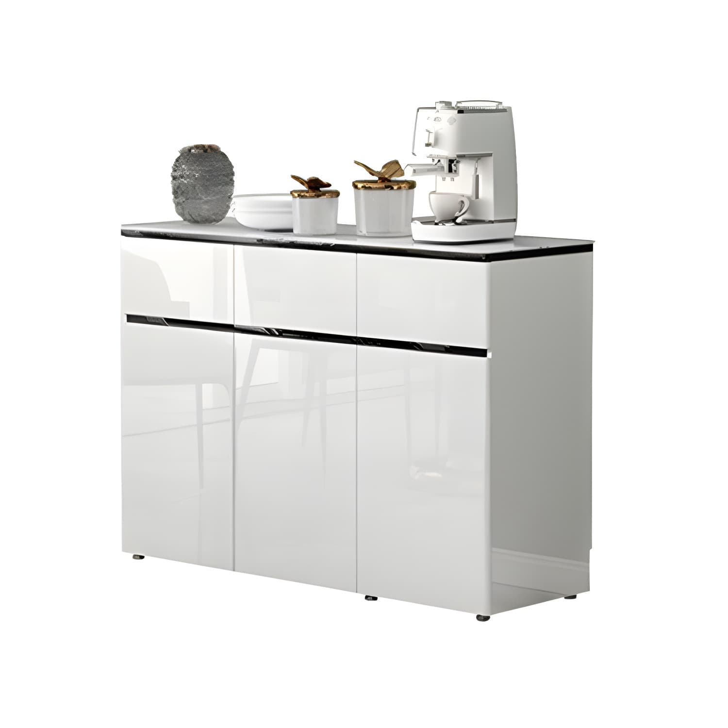 Contemporary Glass Top Sideboard Cabinet with Drawer for Living Room - image 12