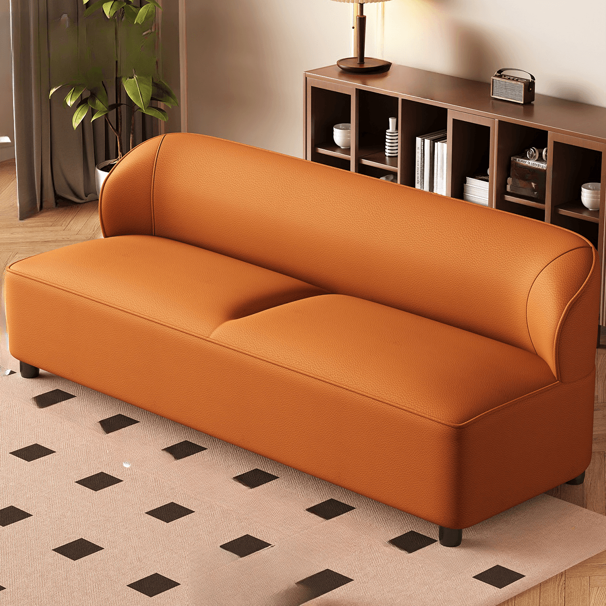 Trendy Solid Color Stain Resistant Loveseat in Emerald Green/Auburn/Beige for 2 People - image 7