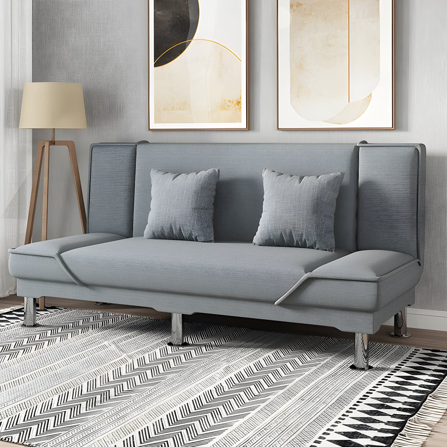 Armless Settee with Cotton Blend 19.68" W Convertible Sleeper Sofa for Living Room - image 8