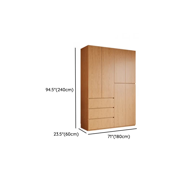Natural Finish Minimalist Oak Wood Cabinet Armoire with Soft Close Drawer, Soft Close Door, Interior Shelves, and Clothing Rod - image 24
