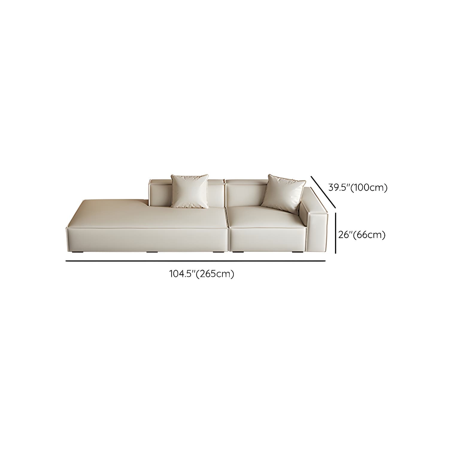 Modern Beige Pillow Back Sectional Sofa in Silicone Rubber with Wood Frame - image 13