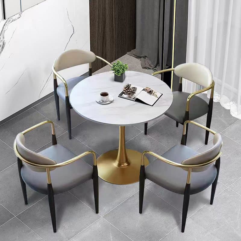 Faux Leather/Velour Upholstered Arm Chair with Arms and Black Legs in a Casual Style - image 10