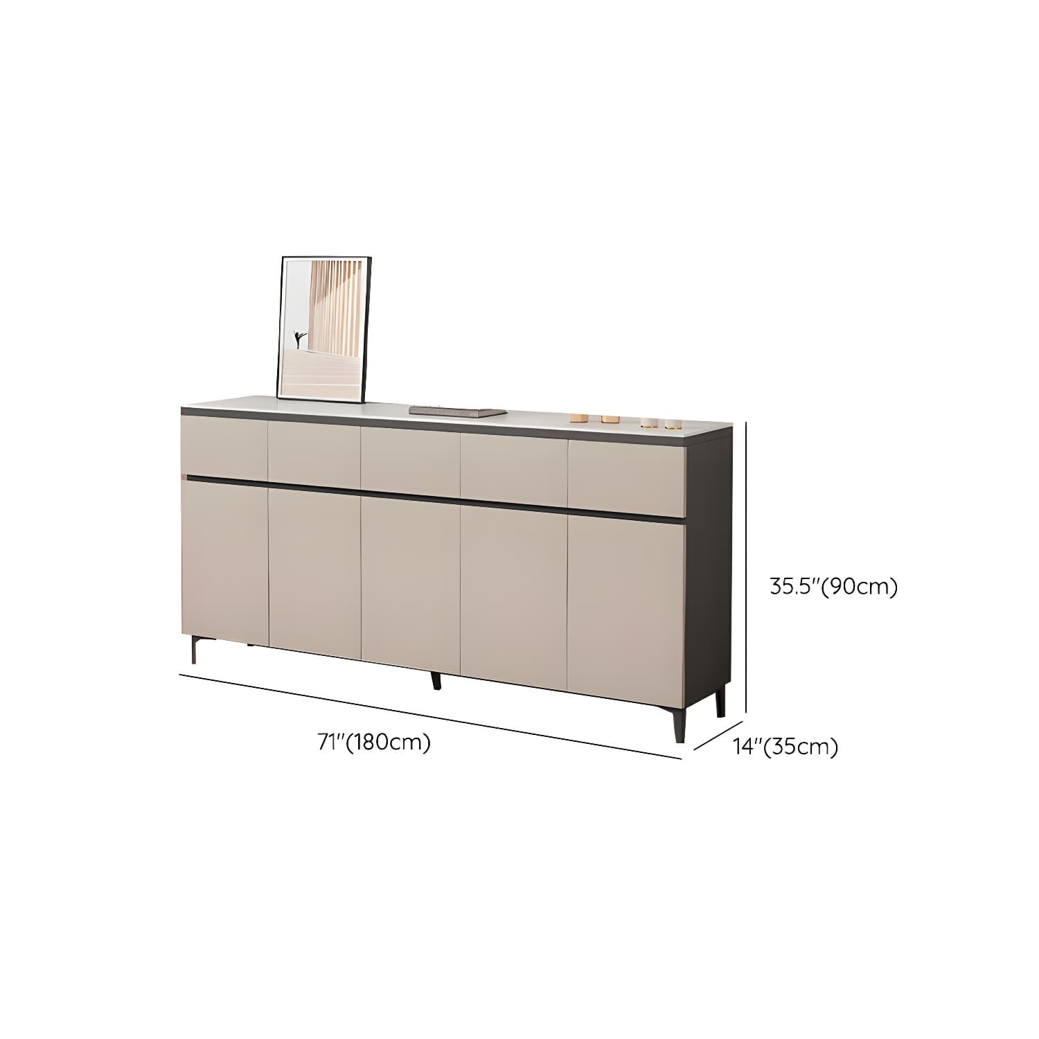 Wooden Modern Stone Countertop Buffet Sideboard with Drawers for Living Room - image 18