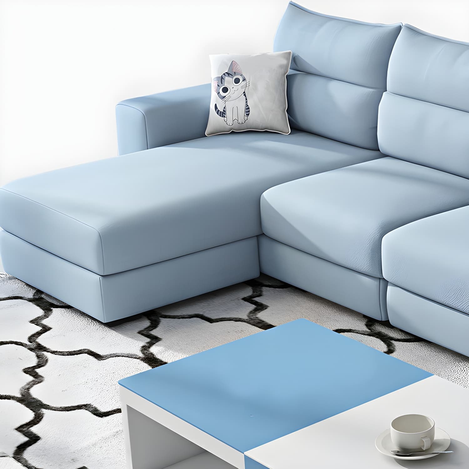 Modern Reversible L-Shape Sectional Sofa with Square Arm and Black Legs - image 18