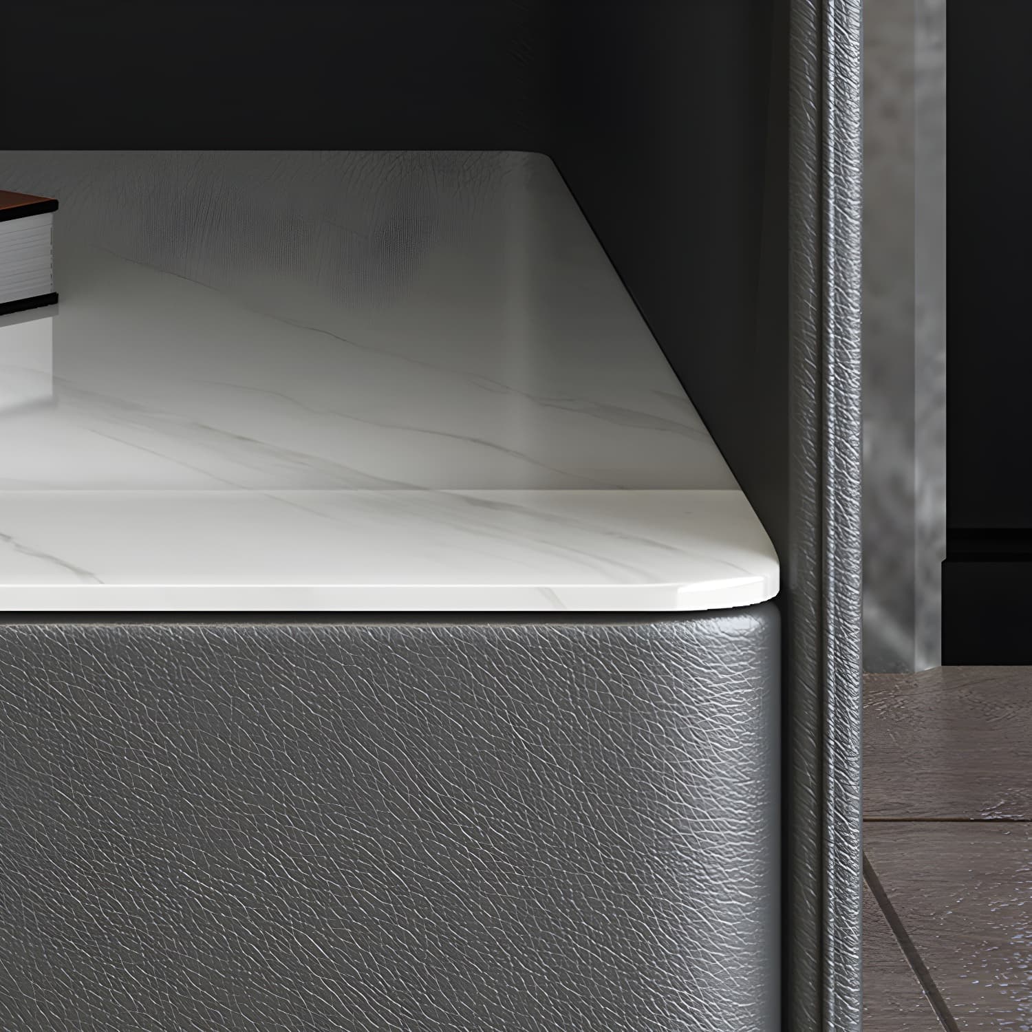 Stone Bed Nightstand Open Storage Bedside Cabinet with Drawers - image 7
