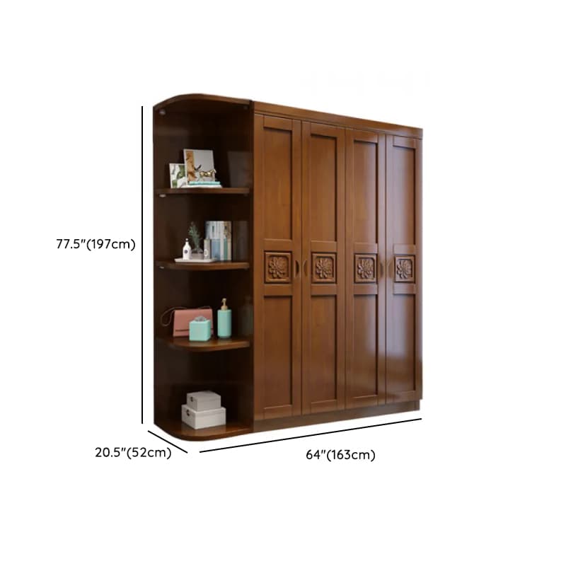 Vintage Sepia Lumber Wardrobe with Soft Close Drawer, Soft Close Door, Interior Shelves, and Hanging Rod - image 6