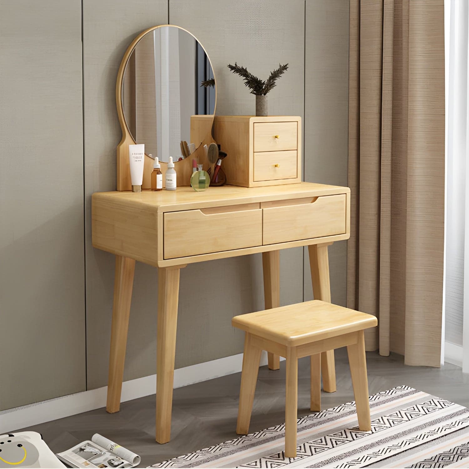 Traditions Make-up Vanity Solid Wood Bedroom With Drawer Dressing Table - image 3
