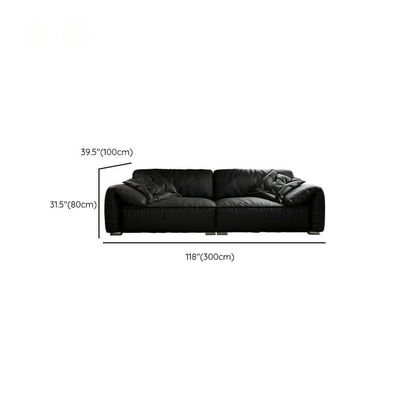 Modish Solid Color Tear Resistant Standard Sofa in Midnight Black, Seats 5/4 Person/for 3 with 2 Pillows - image 18