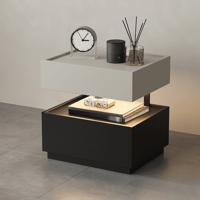 Organic Modern Nightstand With Drawer Organization with Particle Board Wood Countertop and Illuminating Lighting - image 4