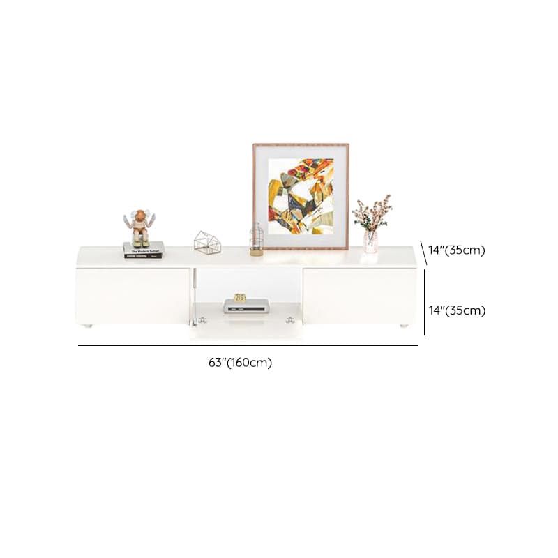 White Modern TV Stand with Low Height, Drawers, and Cable Management - Easy Full Assembly - image 11