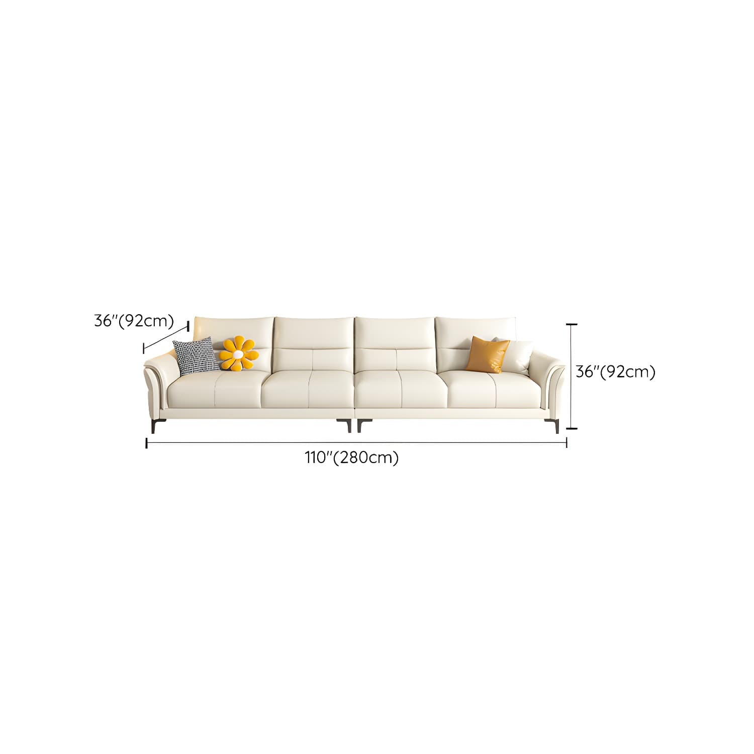 Contrast Flared Arm White Faux Leather Sectional Sofa with Cushion Back - image 12