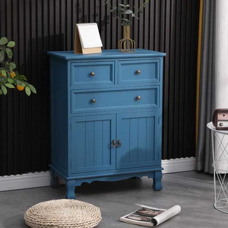 Scandinavian Narrow Metal Lingerie Chest/Semainier, Features 1 Cabinet and Included Shelves