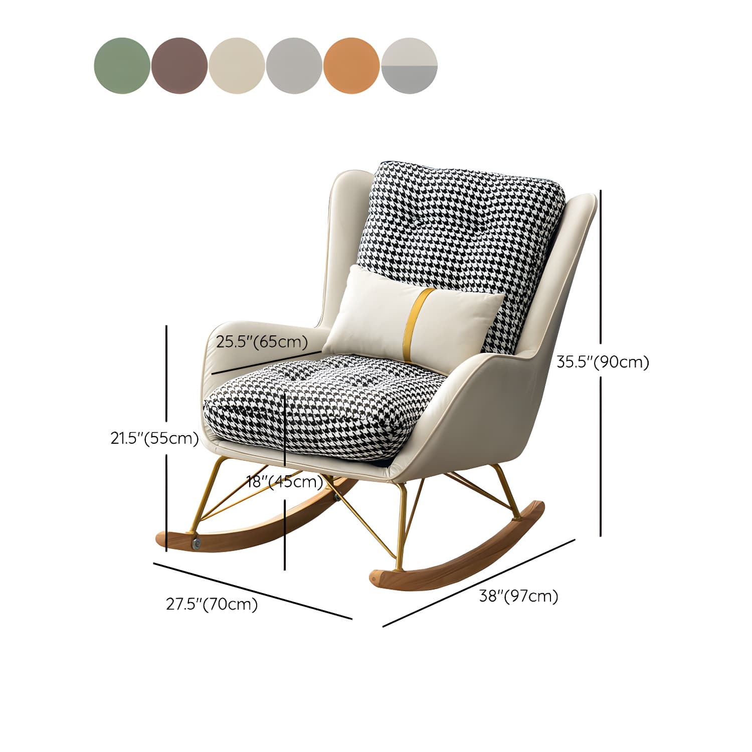Modern Upholstered Rocker Chair Metal Frame Friction Resistant Rocker Chair for Home - image 22