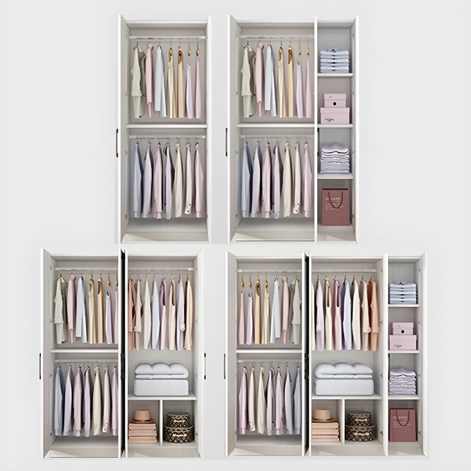 Modern White Wood Wardrobe Armoire with Shelves & Clothing Rod - Spacious and Stylish - image 6
