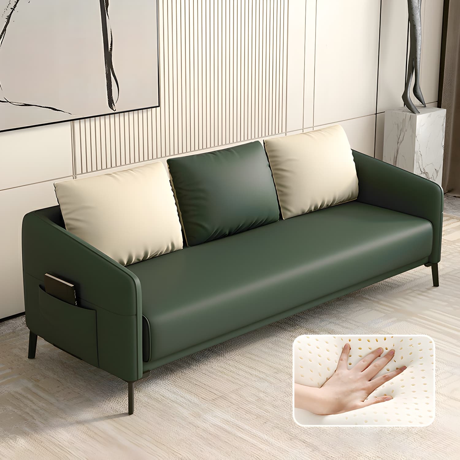 Modern Wood Frame Standard Sofa with Square Arms in Solid Color & Tear Resistant - image 12