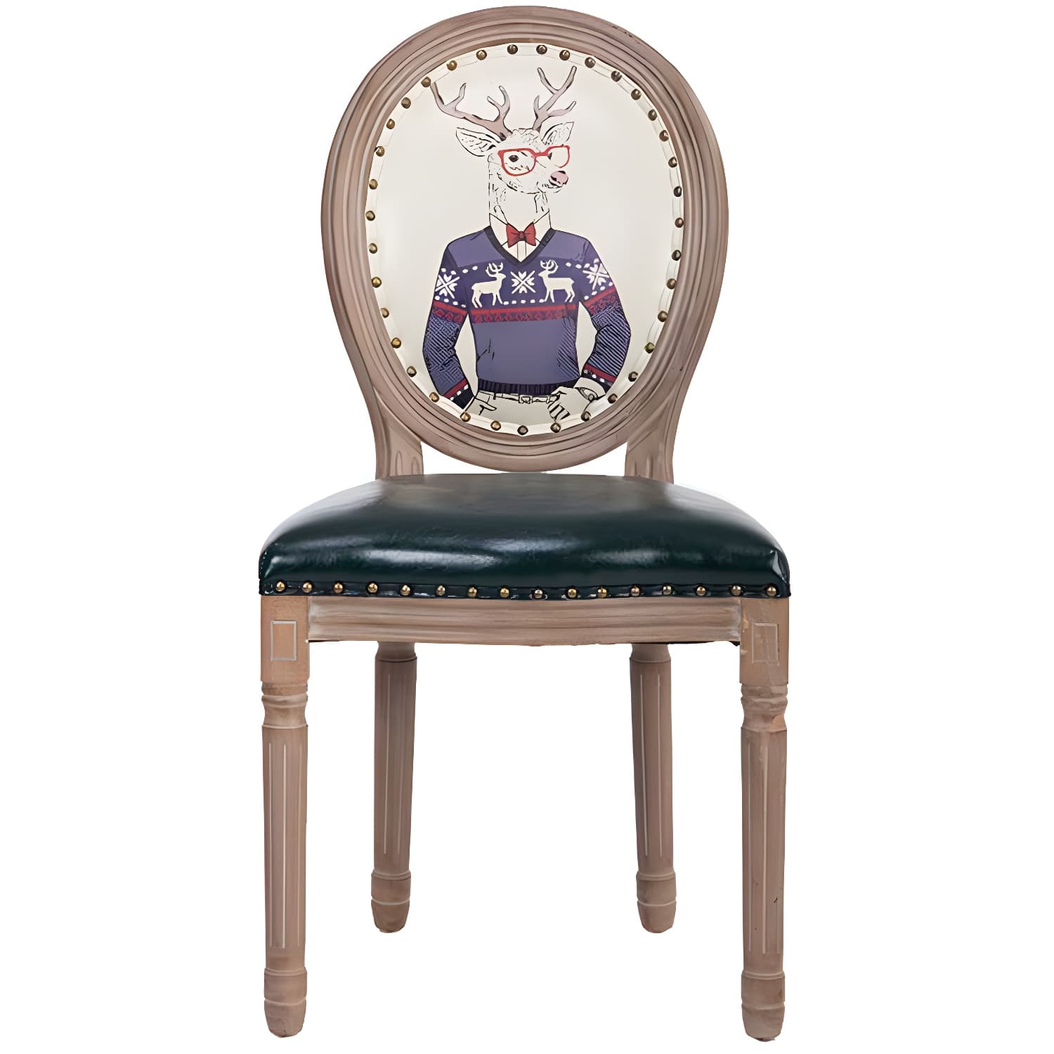 Solid Wood Country Style Dining Room Chair Matte Finish King Louis Back Side Chair