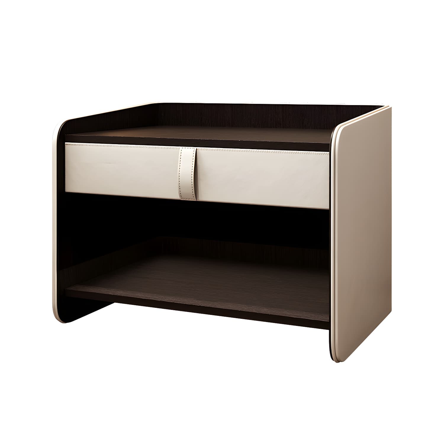 Faux Leather Nightstand 1 - Drawer Nightstand with Wood Accents - image 12