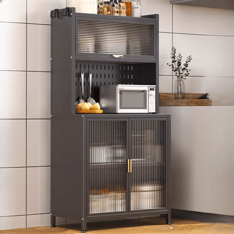 Narrow Sideboard with Hutch, Kitchen Cupboards, Stone Countertop, Adjustable Shelving, and 4 Doors/5 Doors/3 Doors