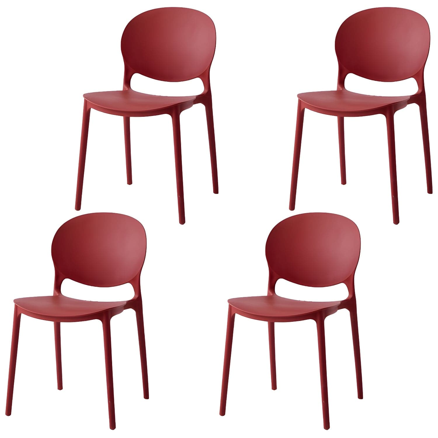 Modern Style Stackable Plastic Chair Open Back Dining Side Chair (Set of 4) - image 4