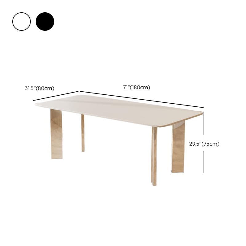 Minimalist Rectangular Slate Stone Dining Table Set with 4 Legs and Padded Chair Back - image 11
