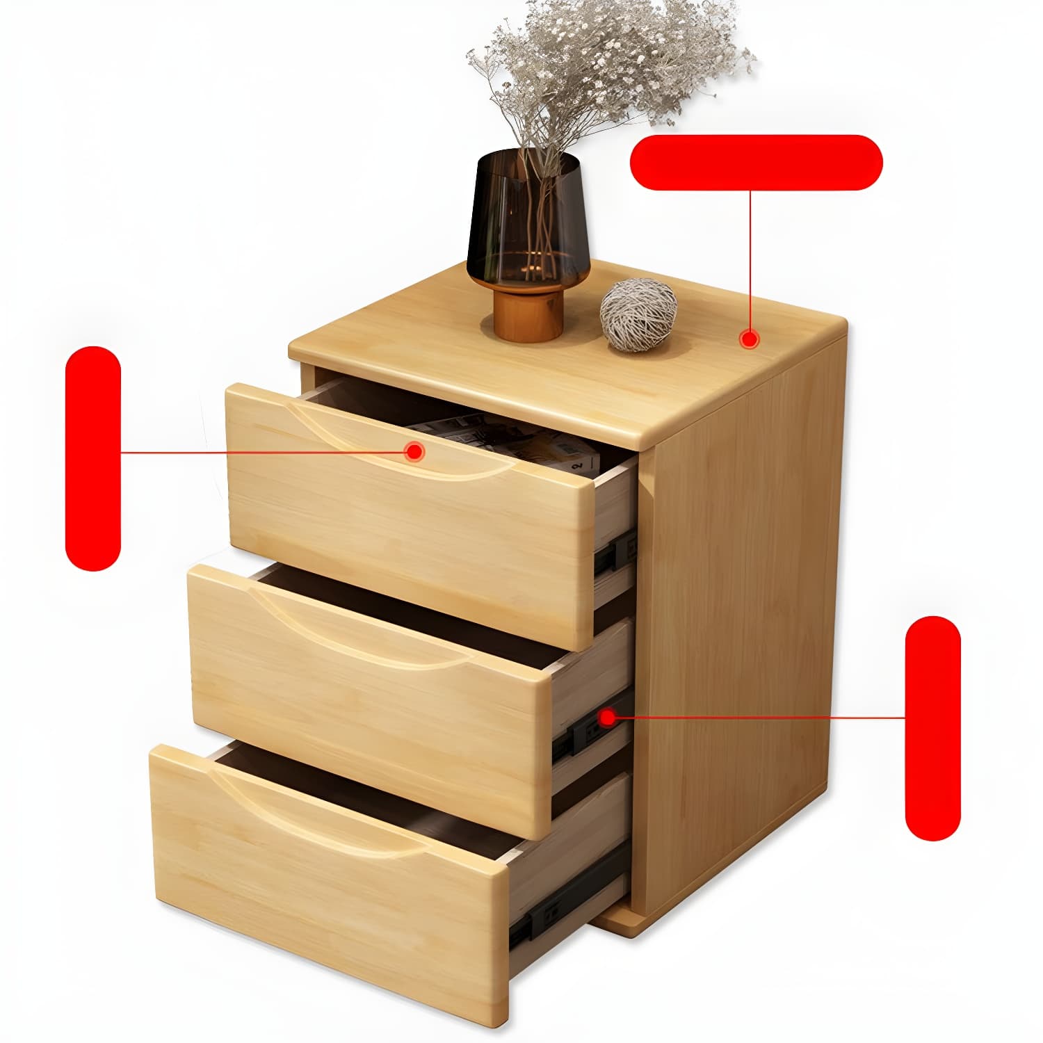 3 Drawers Contemporary Accent Table Nightstand Antique Finish Nightstand - image 13
