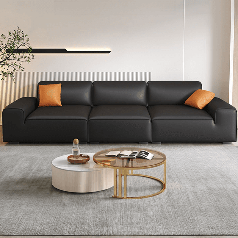 Modern Solid Color Water Resistant Sofa in Midnight Black with 6-seater Capacity and 2 Pillows - image 3