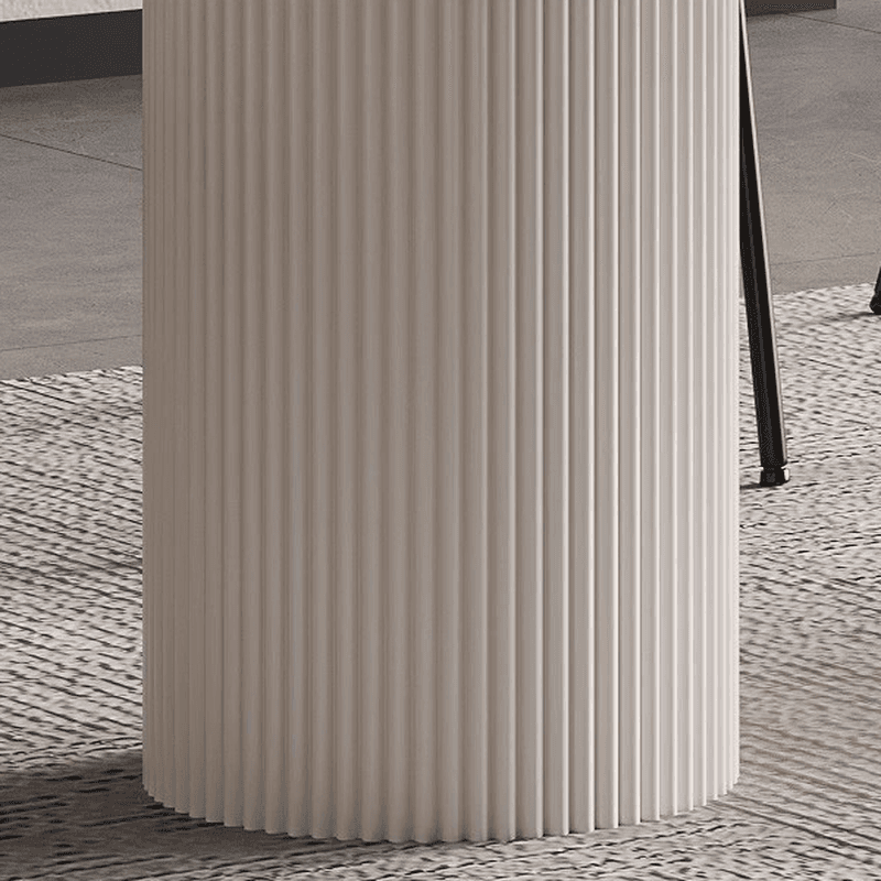 Modern Simple Style Stone Dining Table Set with Twin Support Base and Fixed Table in Chalk - image 7
