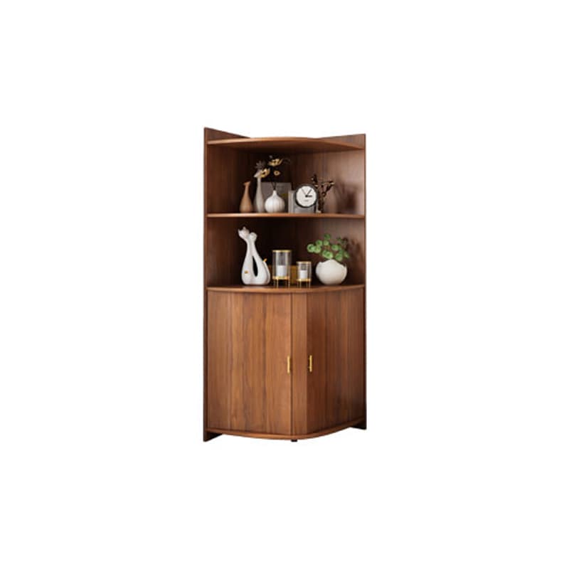 Corner Coastal Brown Wood Corner Accent Cabinet with 2 Shelves - image 5