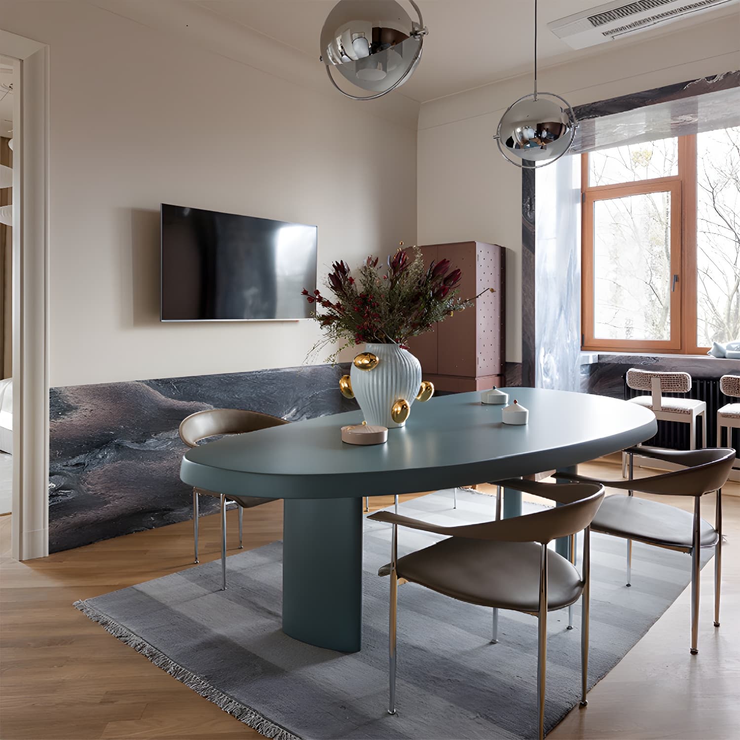 Solid Wood Dining Table Free Form Furniture for Home with Tripod Base - image 6