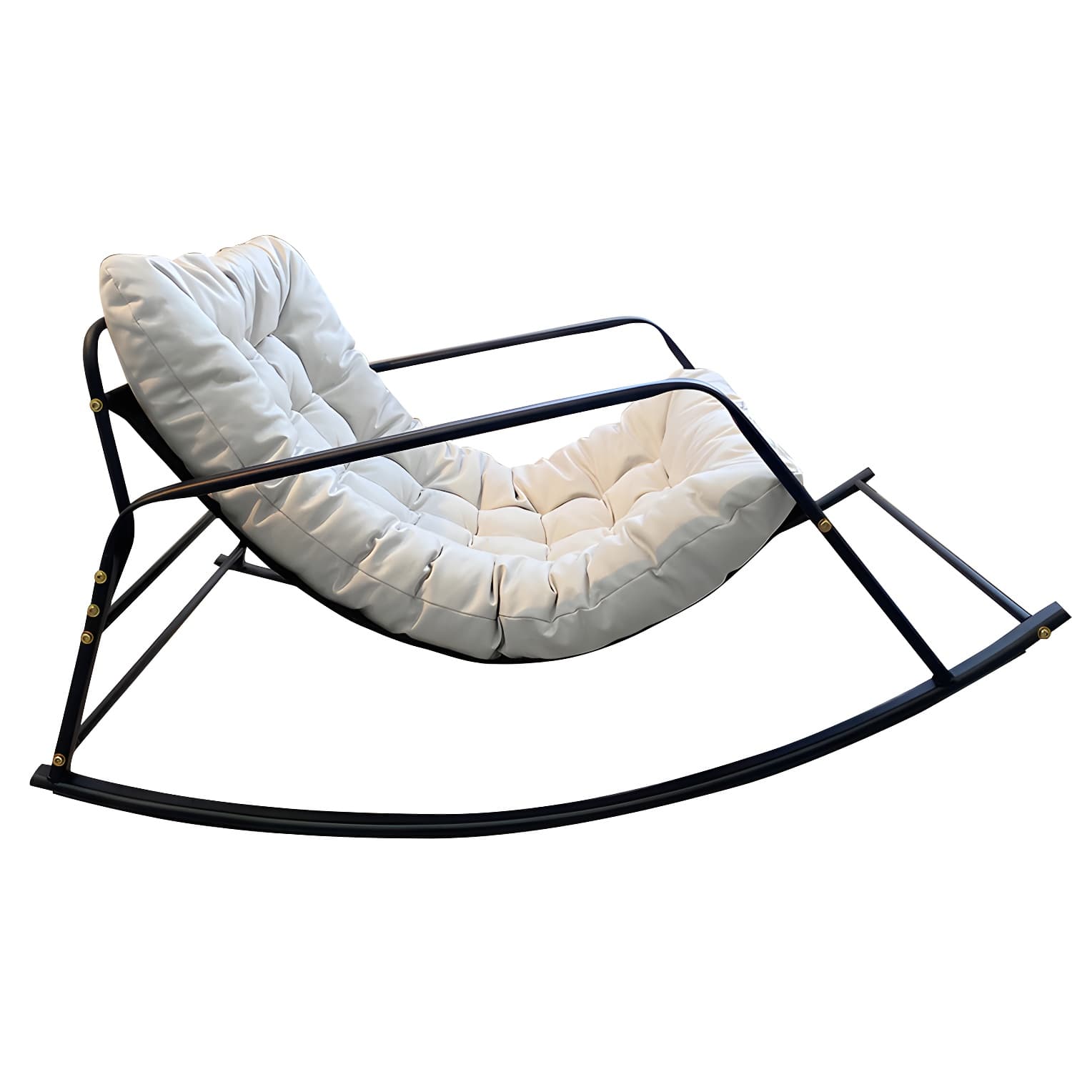 Stylish and Comfortable Modern Black Metal Rocking Chair with Removable Cushions - image 14