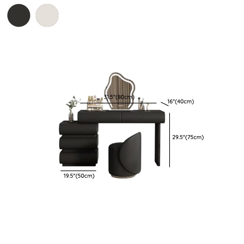 Modish Large/Standard Makeup Vanity/Vanity Set with White Seating, 5 Drawers, Timber Frame, and Mirror Lights - image 14