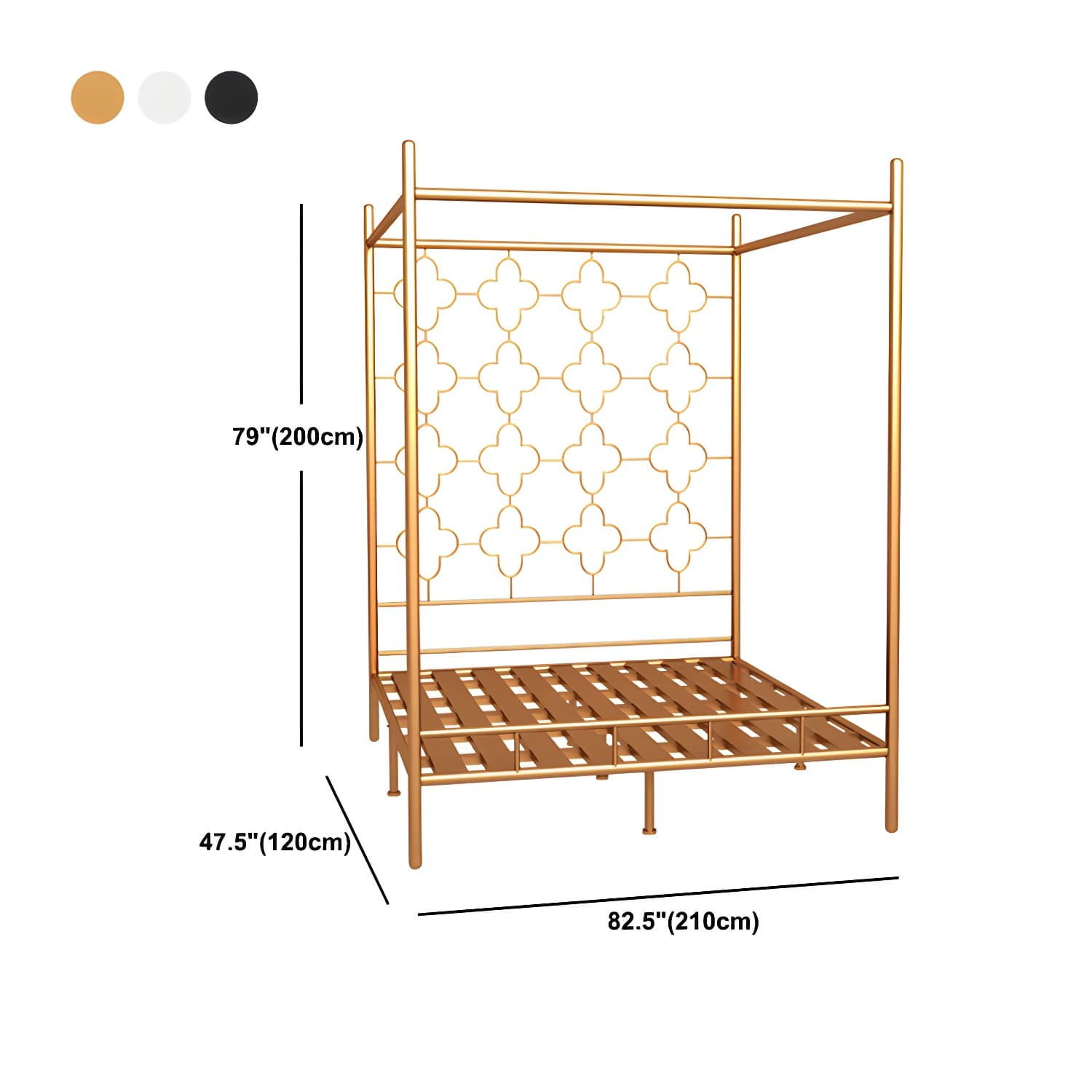 Metal Four Poster Bed with Open-Frame Headboard, Glam Standard Bed - image 17