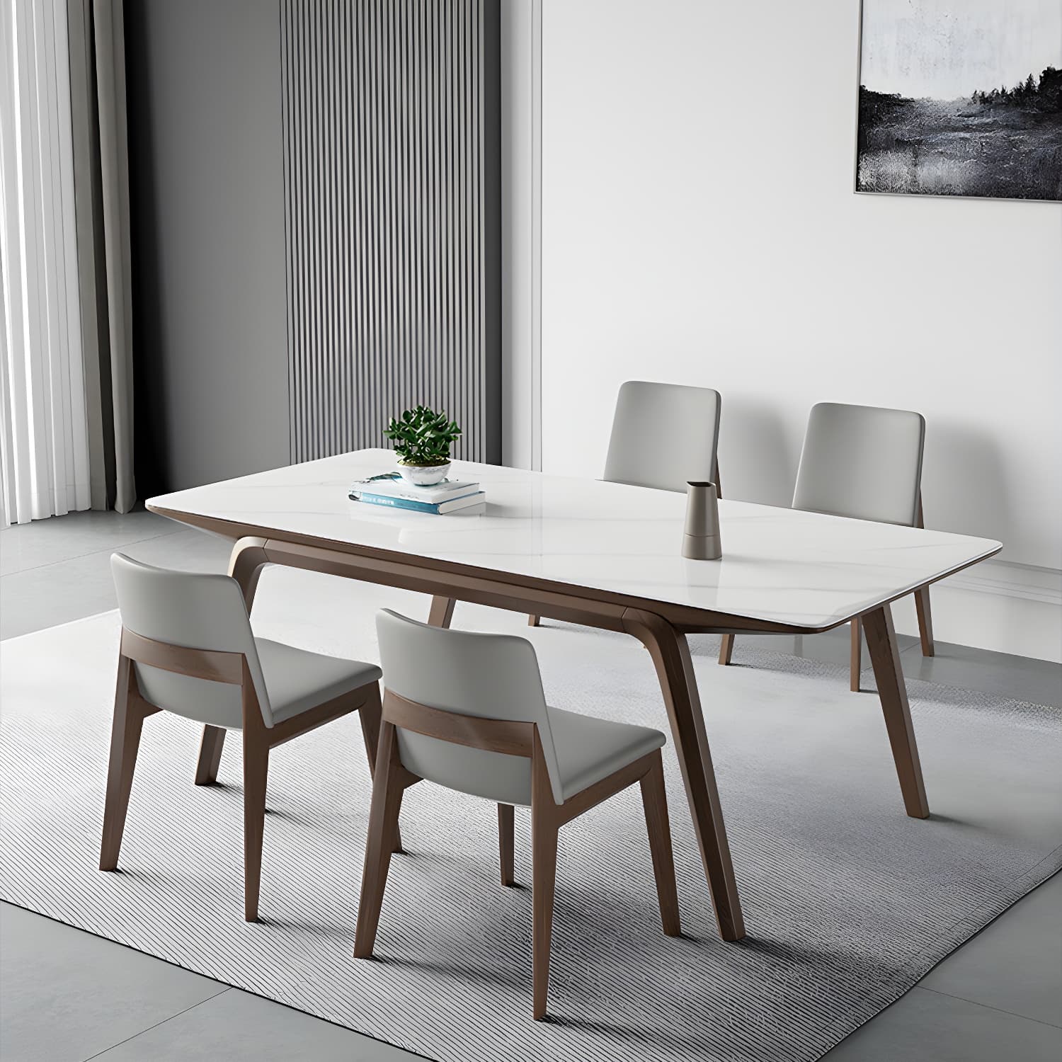 Designer Style Sintered Stone Top Dining Set Rectangle 1/3/4/5/7 Pieces Dining Table Set - image 12