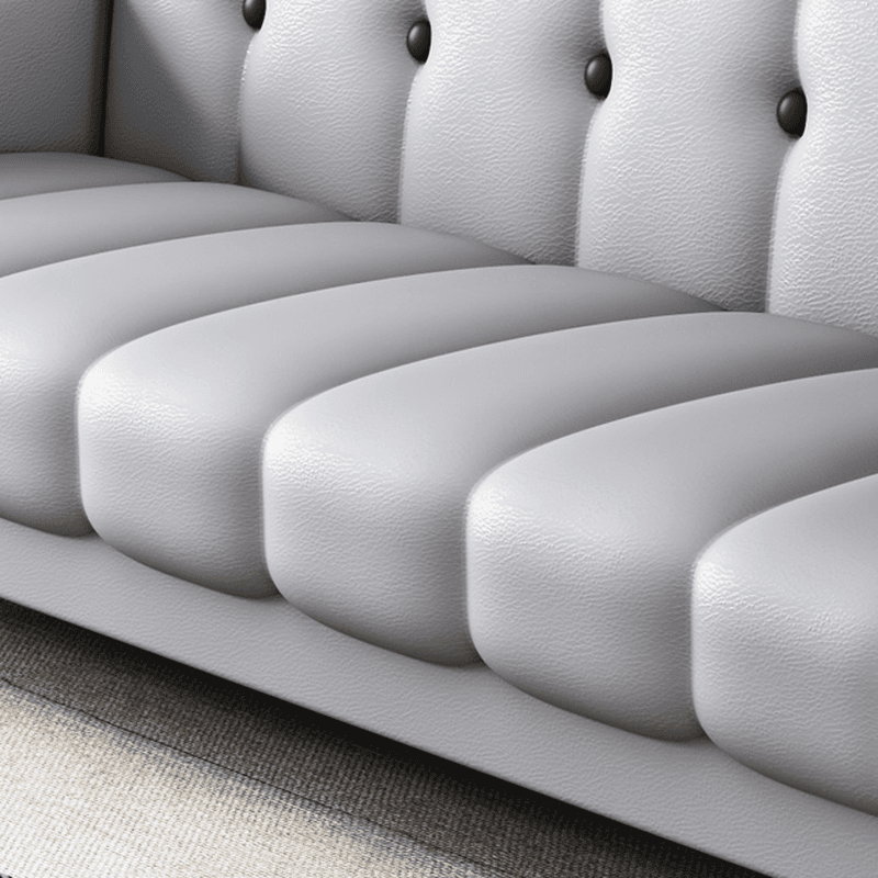 Contemporary Modern Solid Color Scratch-durable Convertible Sofa in Pu Leather with Midnight Black/Gray/White Upholstery, Seats 3/2-seater, with Receptacle Storage - image 16