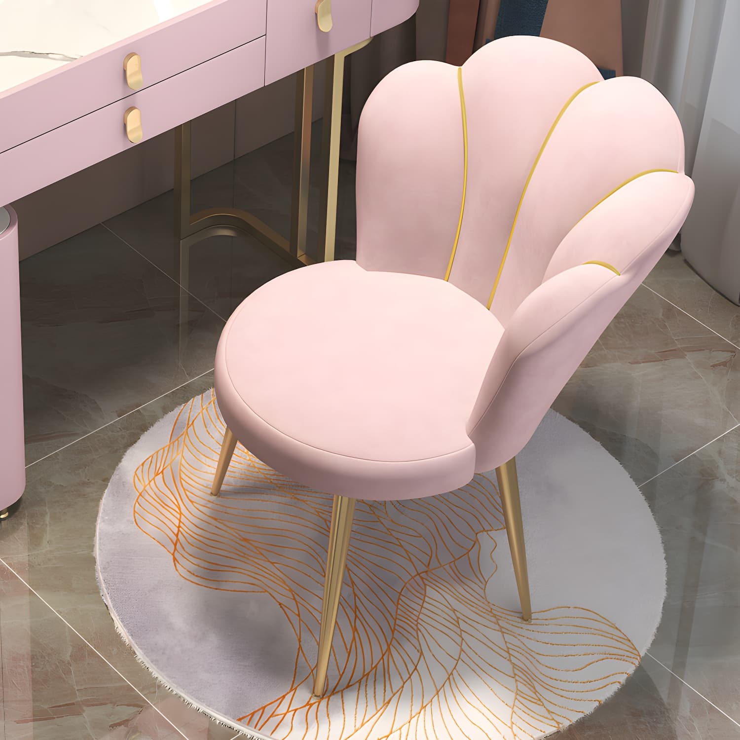 Nordic Metal Dining Room Chair Upholstered Linen Fabric Velvet Armless Single Chair - image 9