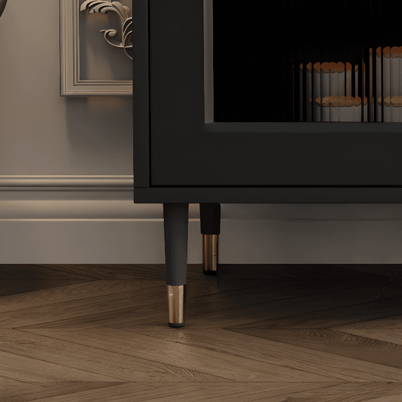 Standalone Accent Cabinet in Black with Glass Door, Alterable Shelf and Illuminating, Soft Close Drawer and 1 Cabinet/2 Cabinets in a Casual Style - image 9