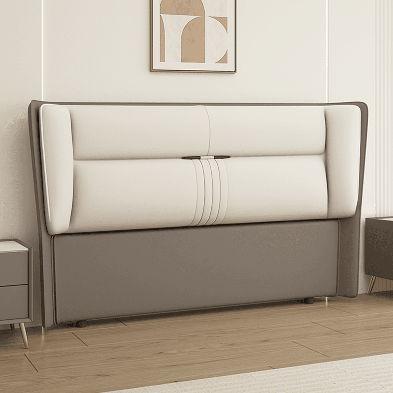 Trendy Panel Headboard in Natural Wood with No Distressing, Rectangle Shape for King/Queen/Full Bed, Sponge Upholstery, Standard Height