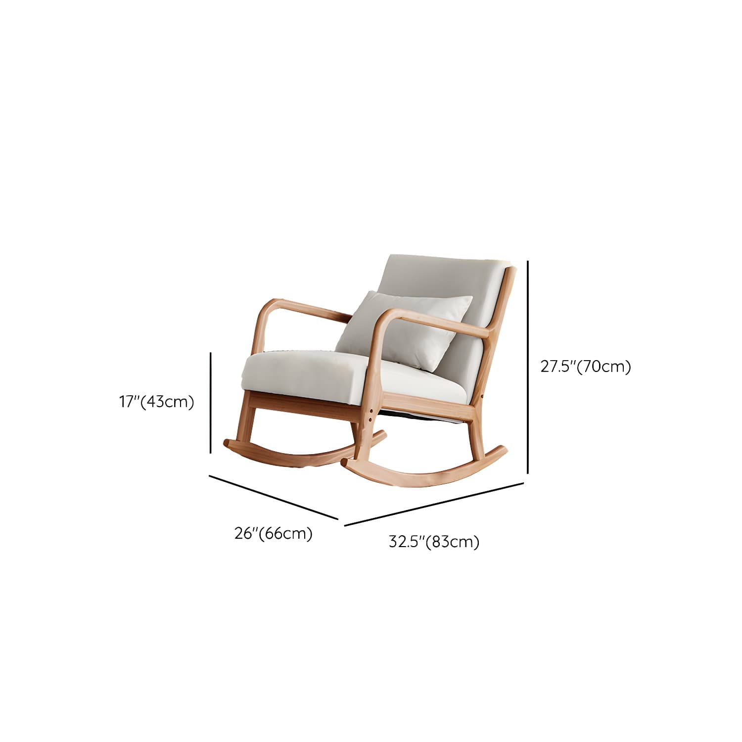 Mid-Century Modern Rocking Accent Chair with Solid Wood Frame and a Pillow - image 23
