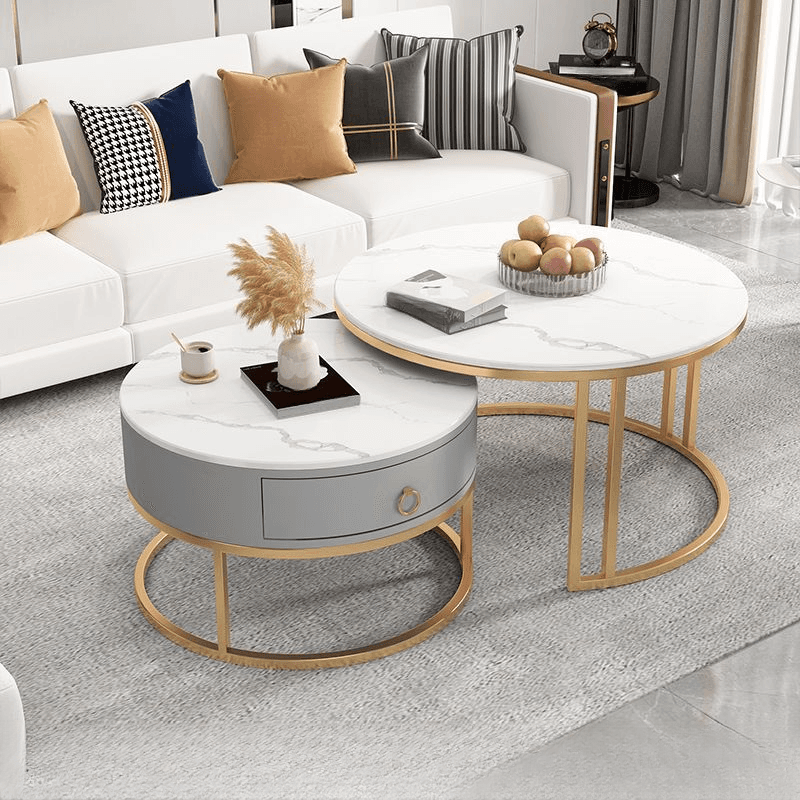 Nested Coffee Table with Rounded Top and Structured Base for Foyer Use - image 4