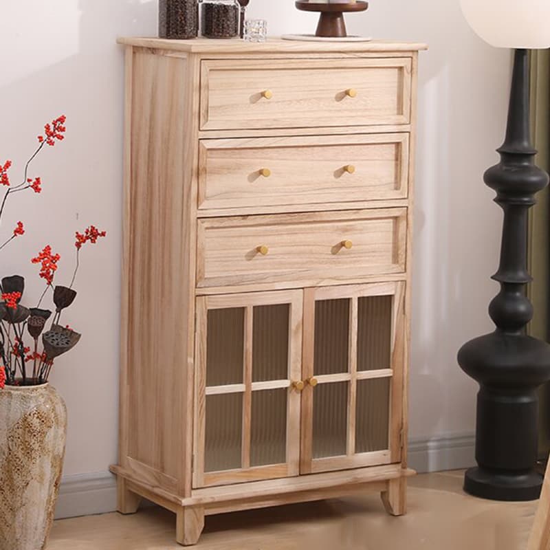 Rectangular Damp-proof Accent Cabinet with Storage Drawer, Closet, Glazed Door, Cabinet Knobs in Chalk/Brown/Wood Color - image 5